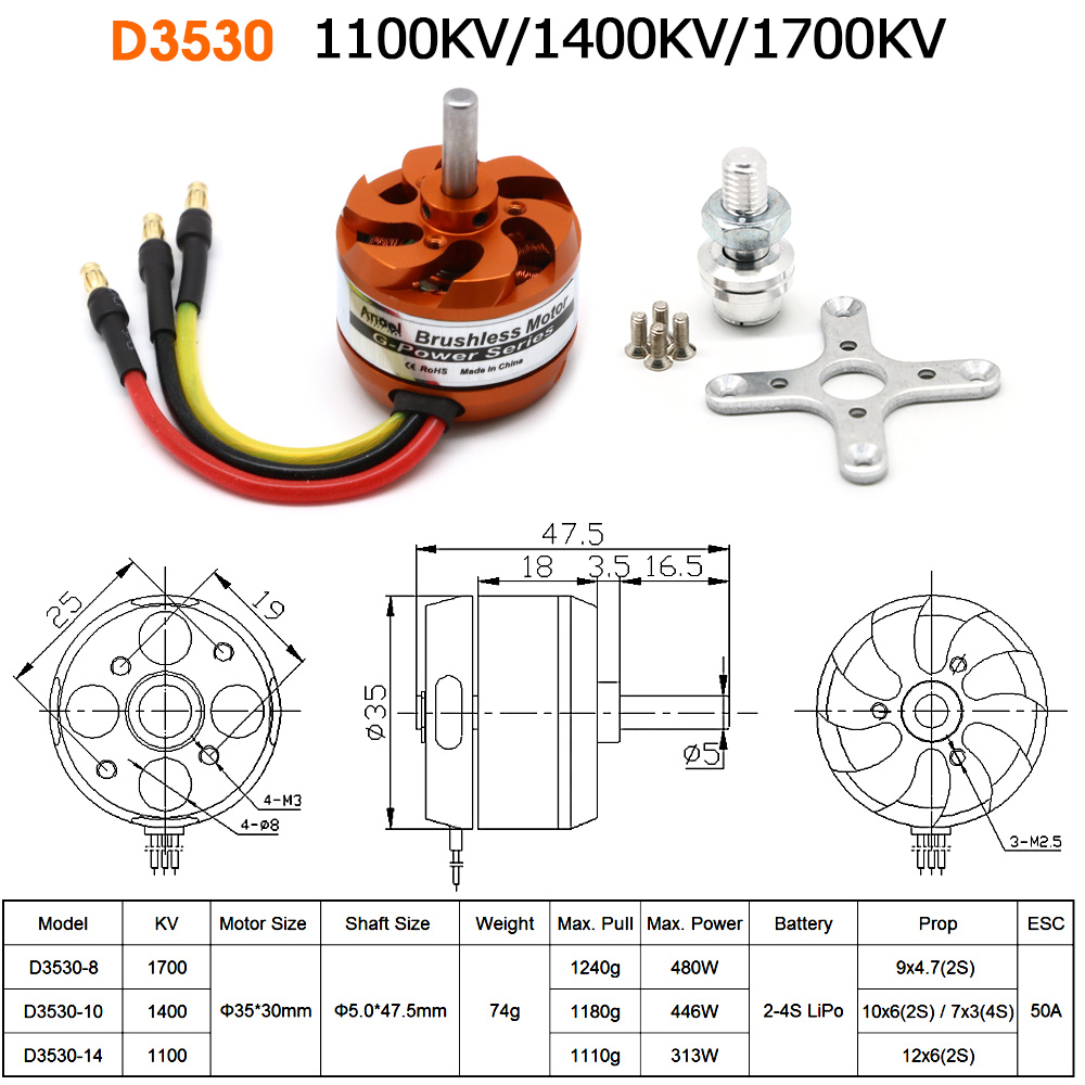 Rc Helicopter Mini - D3530 1100KV 1400KV 1700KV Fırçasız Dıştan
